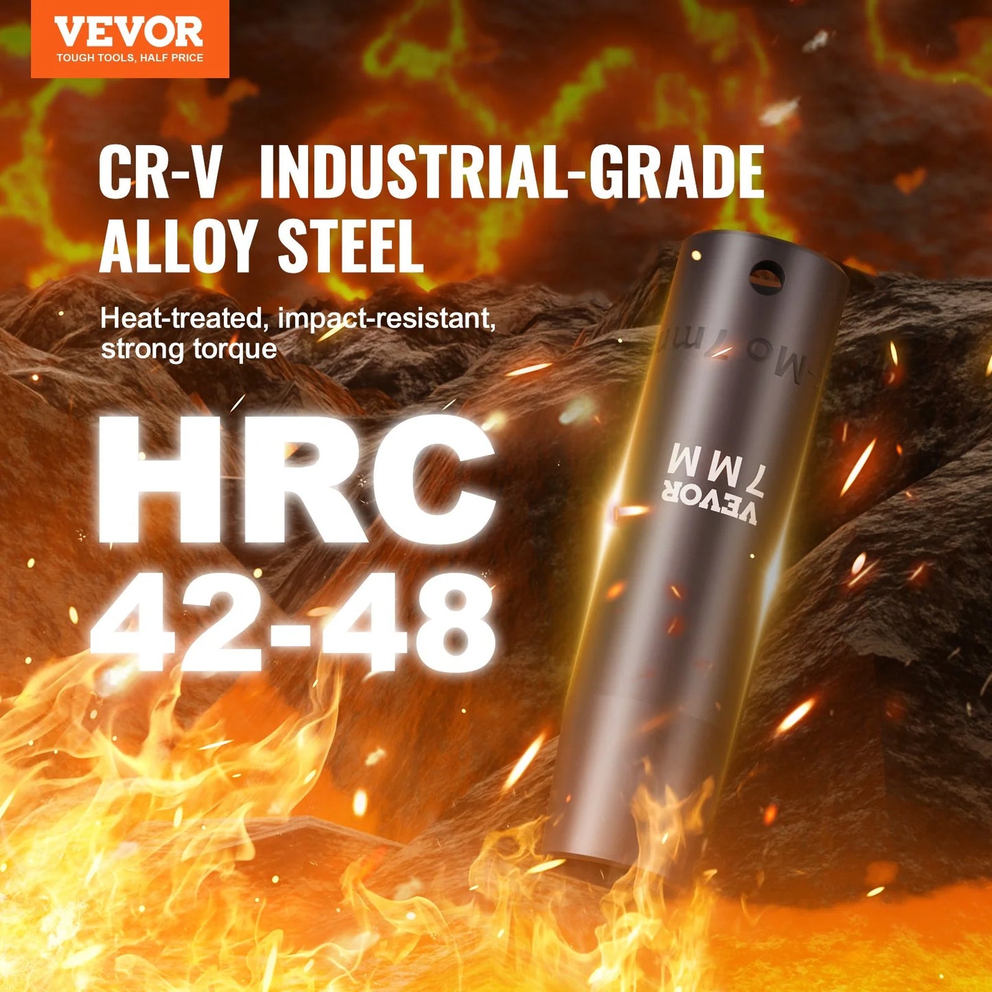 VEVOR 1/2 Drive Impact Socket Set, 33 Piece Socket Set SAE 3/8-1 and Metric 10-24Mm, 6 Point Cr-V Alloy Steel for Auto Repair, Easy-To-Read Size Markings, Rugged Construction, Includes Storage Case