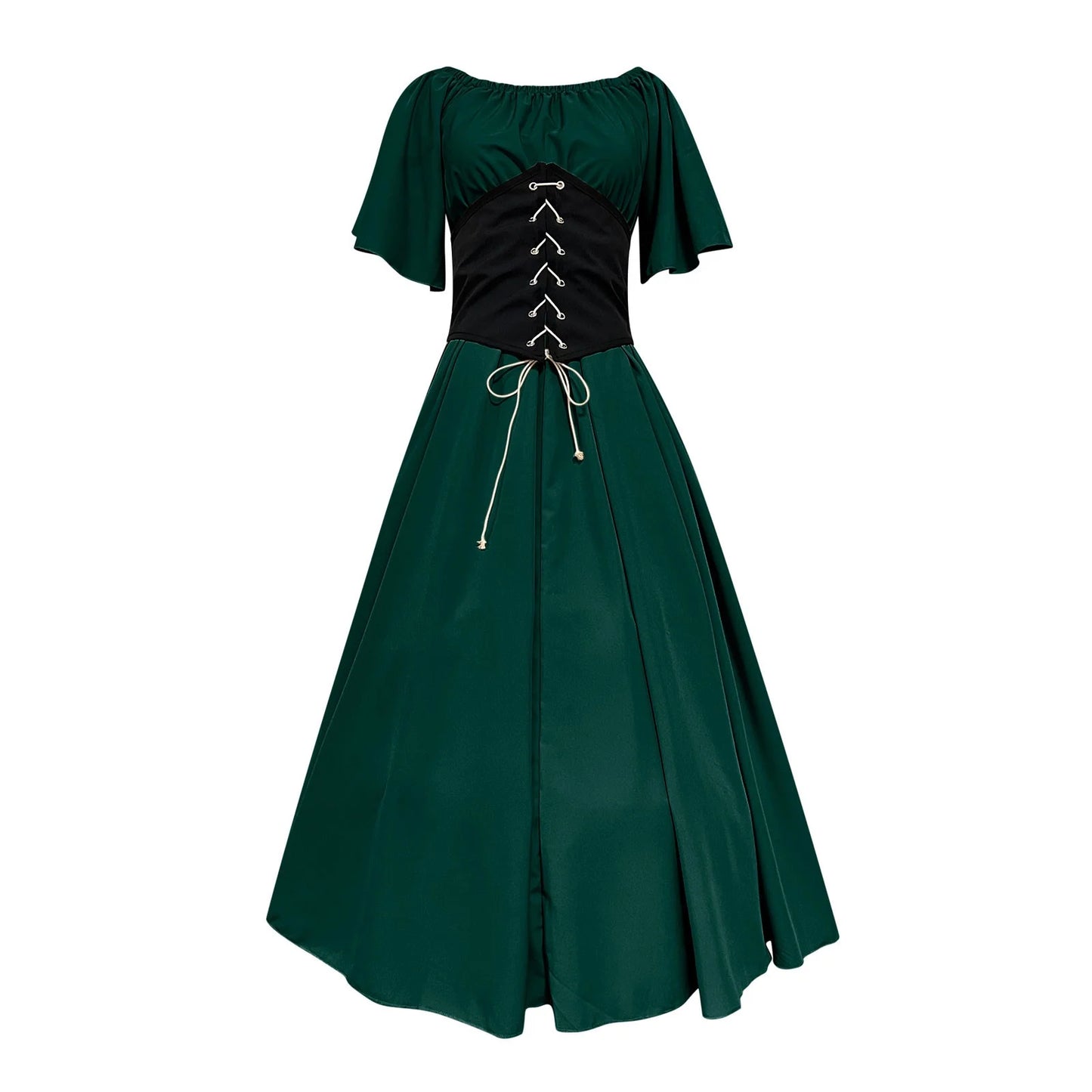 Renaissance Dress Women,Womens Renaissance Costumes Medieval Irish Traditional plus Size Dresses Ruffle over Dress Corset Retro Cosplay Gown