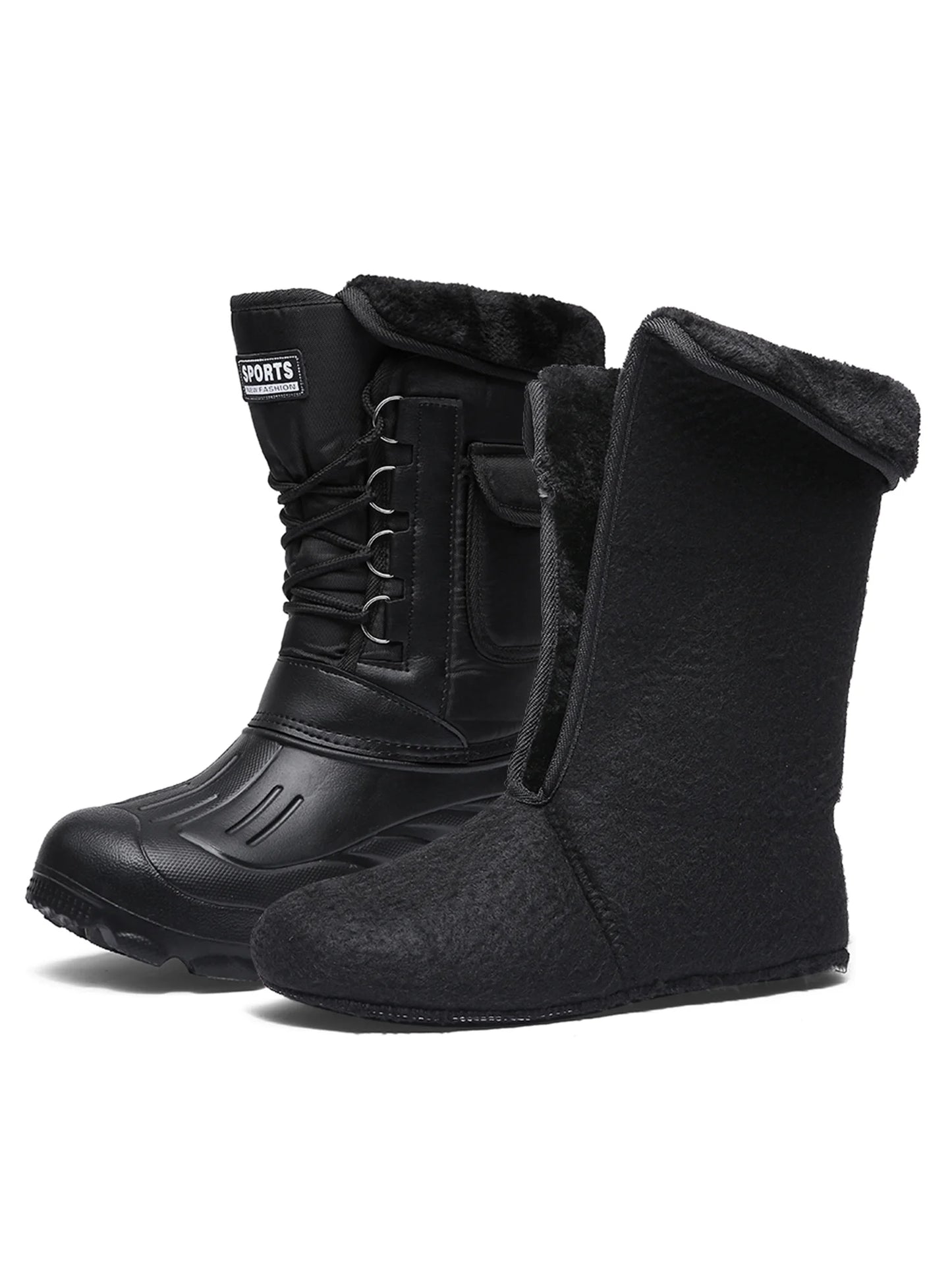 Men'S Snow Boot Waterproof Warm Faux Fur Lined Rain Booties Outdoor Shoes