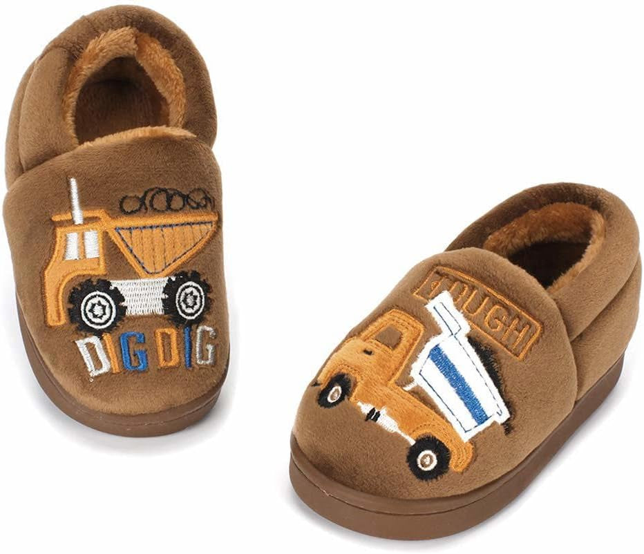 Girls Cute Cartoon Slippers with Memory Foam Kids Plush Warm Winter House Shoes