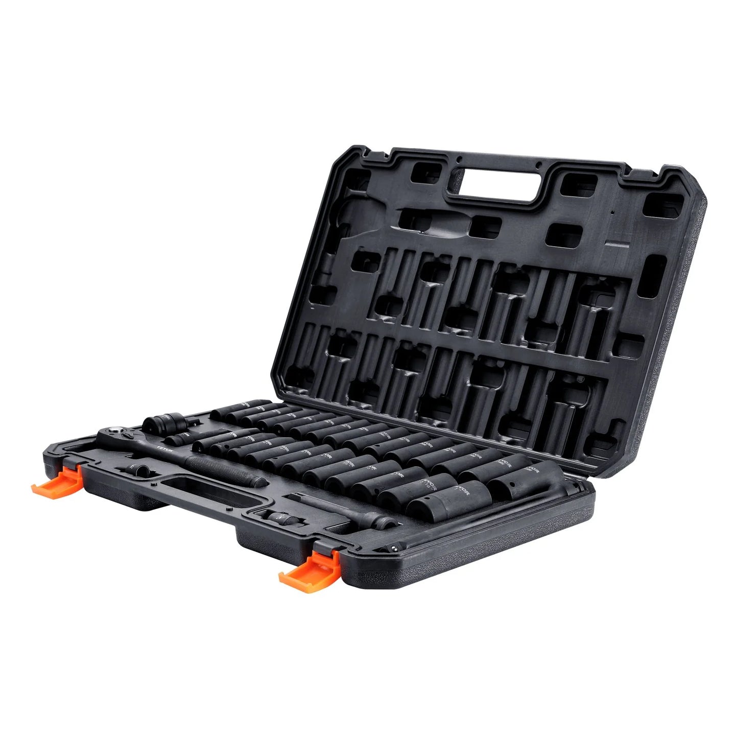 VEVOR 1/2 Drive Impact Socket Set, 33 Piece Socket Set SAE 3/8-1 and Metric 10-24Mm, 6 Point Cr-V Alloy Steel for Auto Repair, Easy-To-Read Size Markings, Rugged Construction, Includes Storage Case