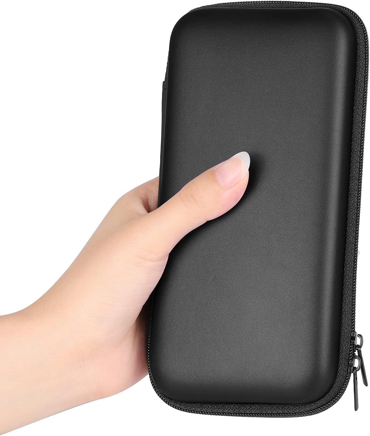 Electronics Organizer Travel Case Small Size Travel Essentials for Women Pouch Tech Purse Hard Protective Shockproof Carrying Charger Power Bank Cable Accessories, 6.5X3.2X1 in (Black)